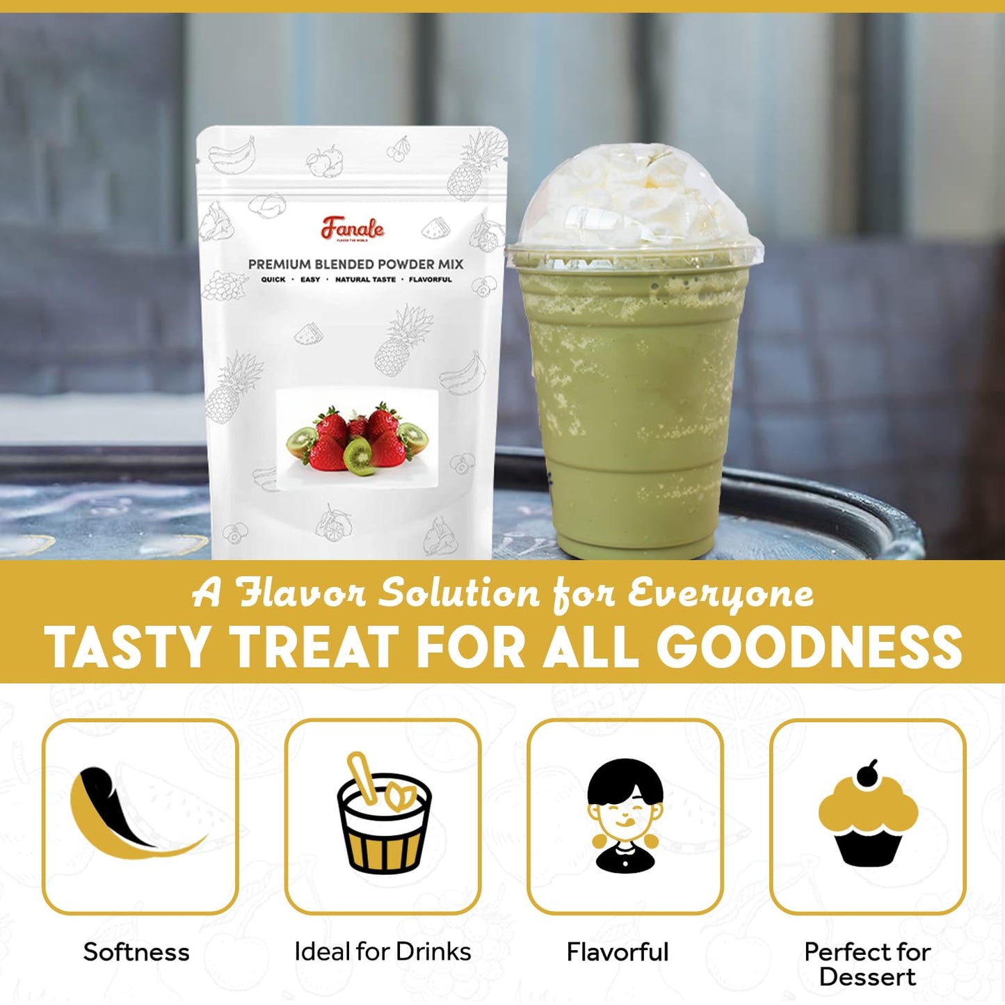 Fanale Premium Avocado Bubble Tea Flavoring Powder | Perfect for Baking, Smoothies, Desserts and Drinks | Instant Flavoring Powder for Boba Milk Tea - 2.2 Pounds (Pack of 1)
