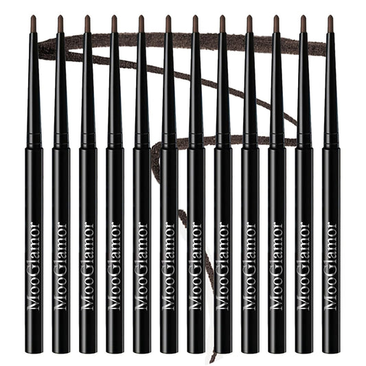12 Pcs Brown Eyeliner Pencil Gel Eyeliner Pen with Retractable and Waterproof Eye Liner for Bold and Defined Eye Liner (Brown)