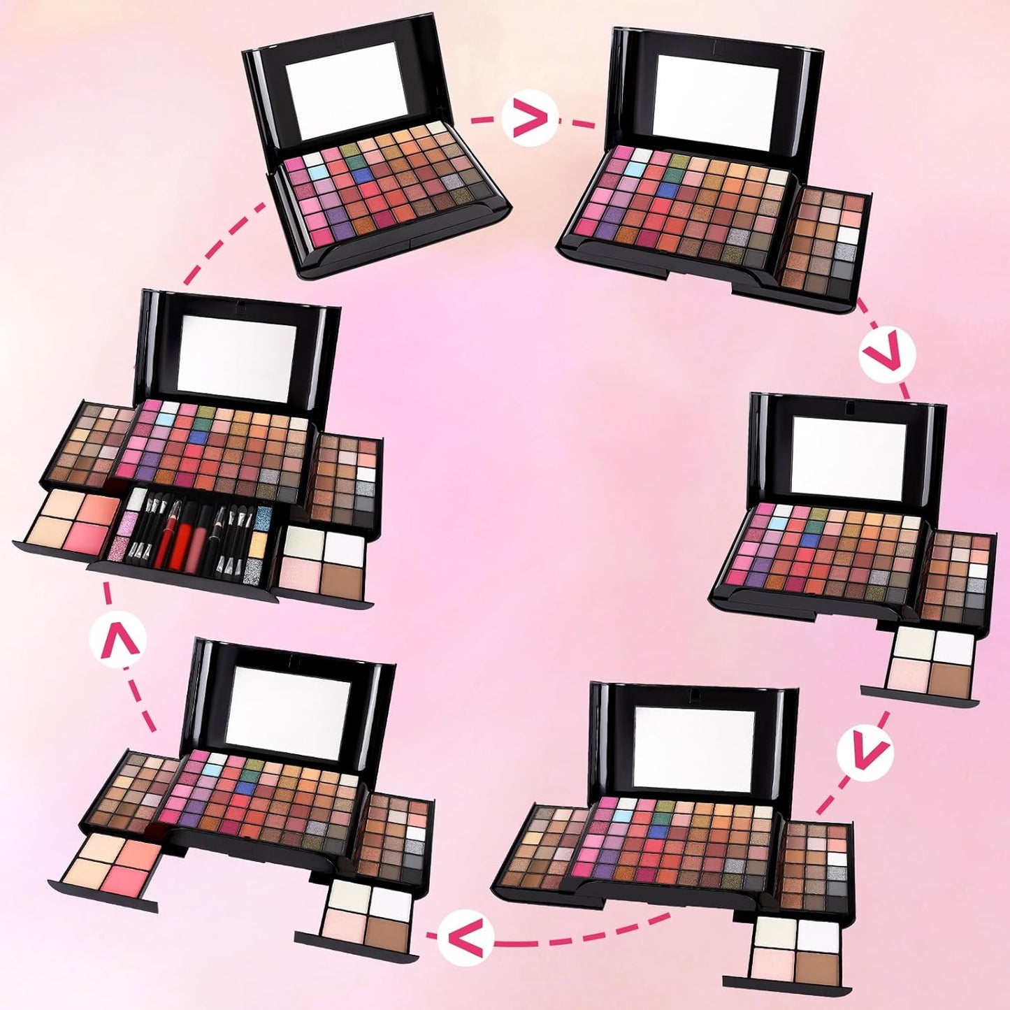 All In One Professional Makeup Kit Include Eyeshadow Palette Blushes Compact Bronzing Highlighter Powder Glitter Lipliner Eyeliner Pencil Brushes with Mirror Make Up Set Christmas Gifts For Women Girl