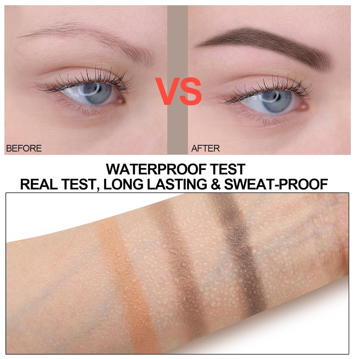 3 Colors Eyebrow Makeup Kit, Professional Brow Contour Palette, Waterproof Long-lasting Eyebrow Filler Powder with Mirror & Brow Brush