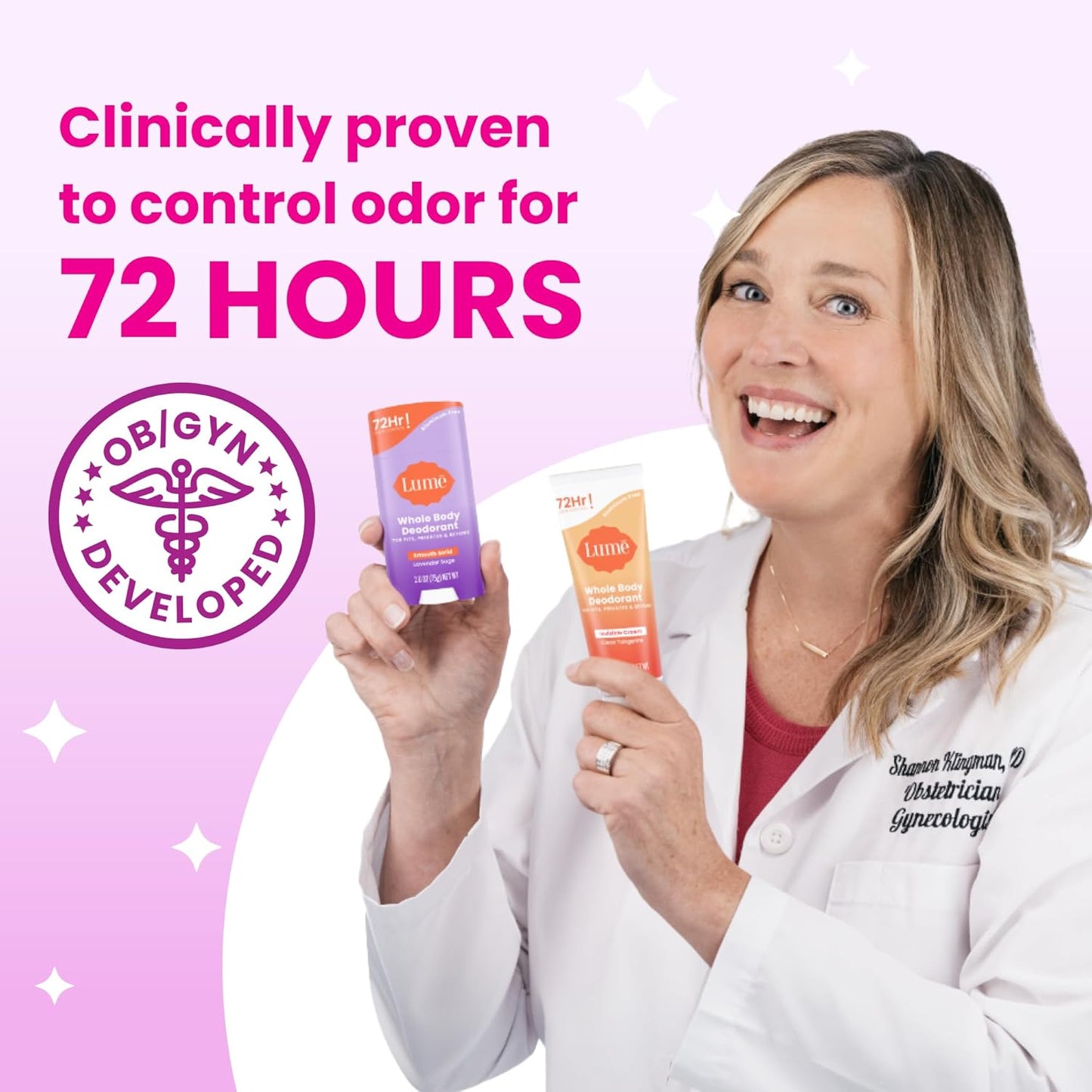 Lume Whole Body Deodorant - Invisible Cream Stick - 72 Hour Odor Control - Doctor Developed - Aluminum Free, Baking Soda Free and Skin Loving - 2.2 Ounce (2 pack) (Soft Powder & Clean Tangerine)