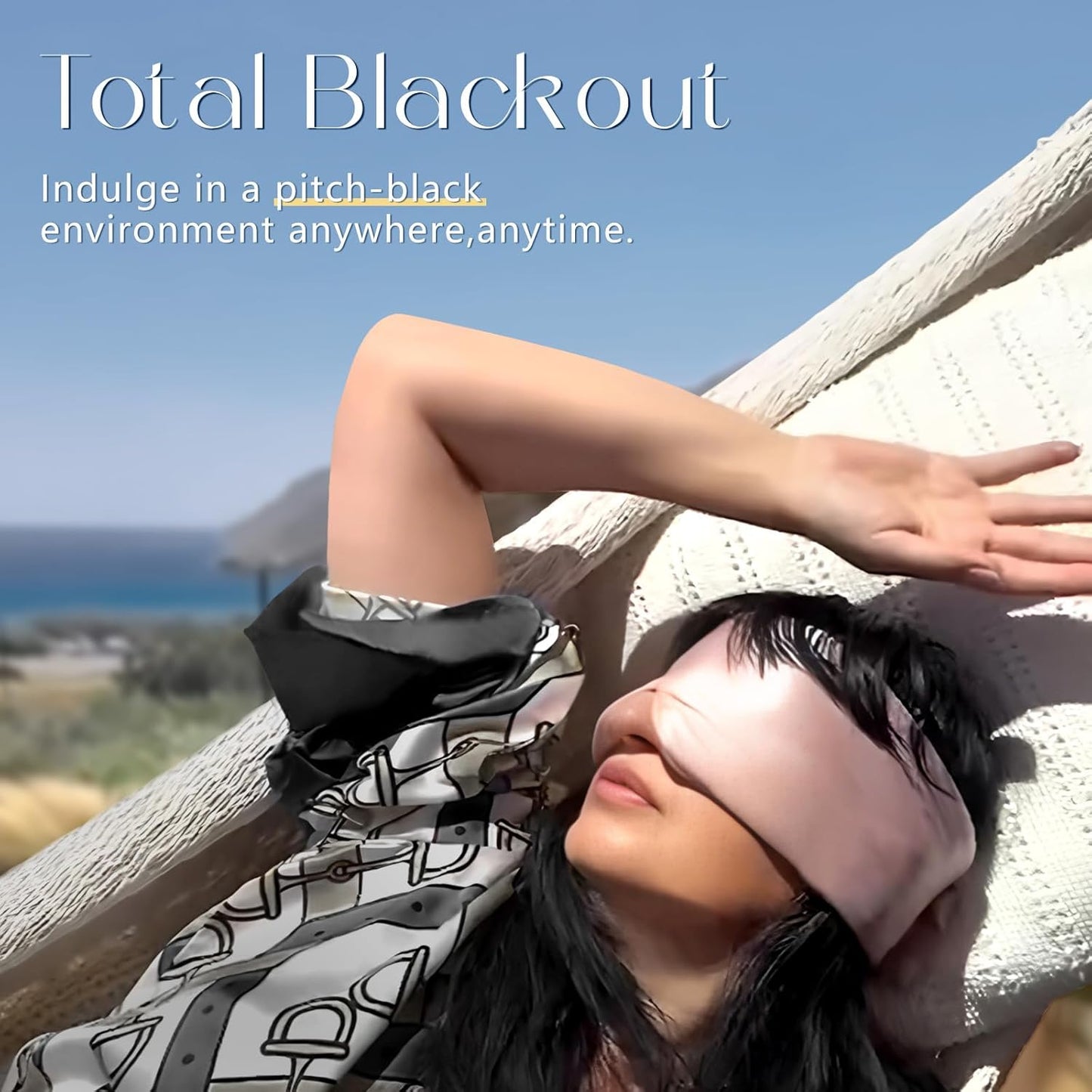 ZIMASILK 100% 22 Momme Mulberry Silk Sleep Mask - Full Silk Filled, Ultra-Soft & Breathable, Face-Hugging Blackout Eye Cover for Sleeping (Navy Blue)