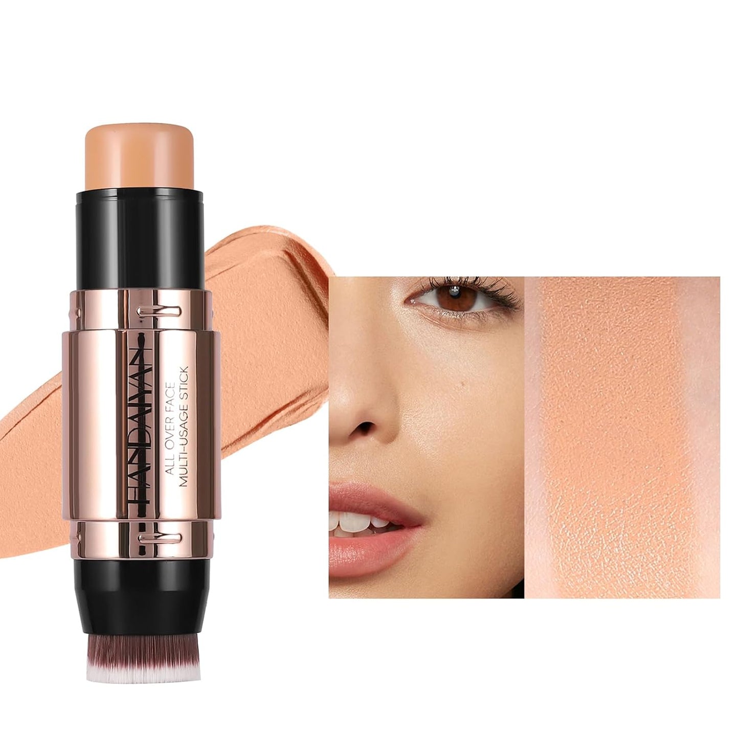 8 Colors Cream Contour Sticks Makeup Kit, Dual-Ended Concealer Stick With Soft Brush, Non-Greasy Long-Wear Face Primer Multi-Use Contouring Pen, Full Coverage Shades Corrector Concealer (04#)