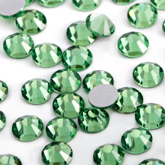 2000 PCS SS12 Flatback Rhinestones,12-Facet Diamond-Cut Glass Gems for Nail Art,Clothing,DIY Crafts,Glue-On Decoration Stones with Silver Backing,Peridot