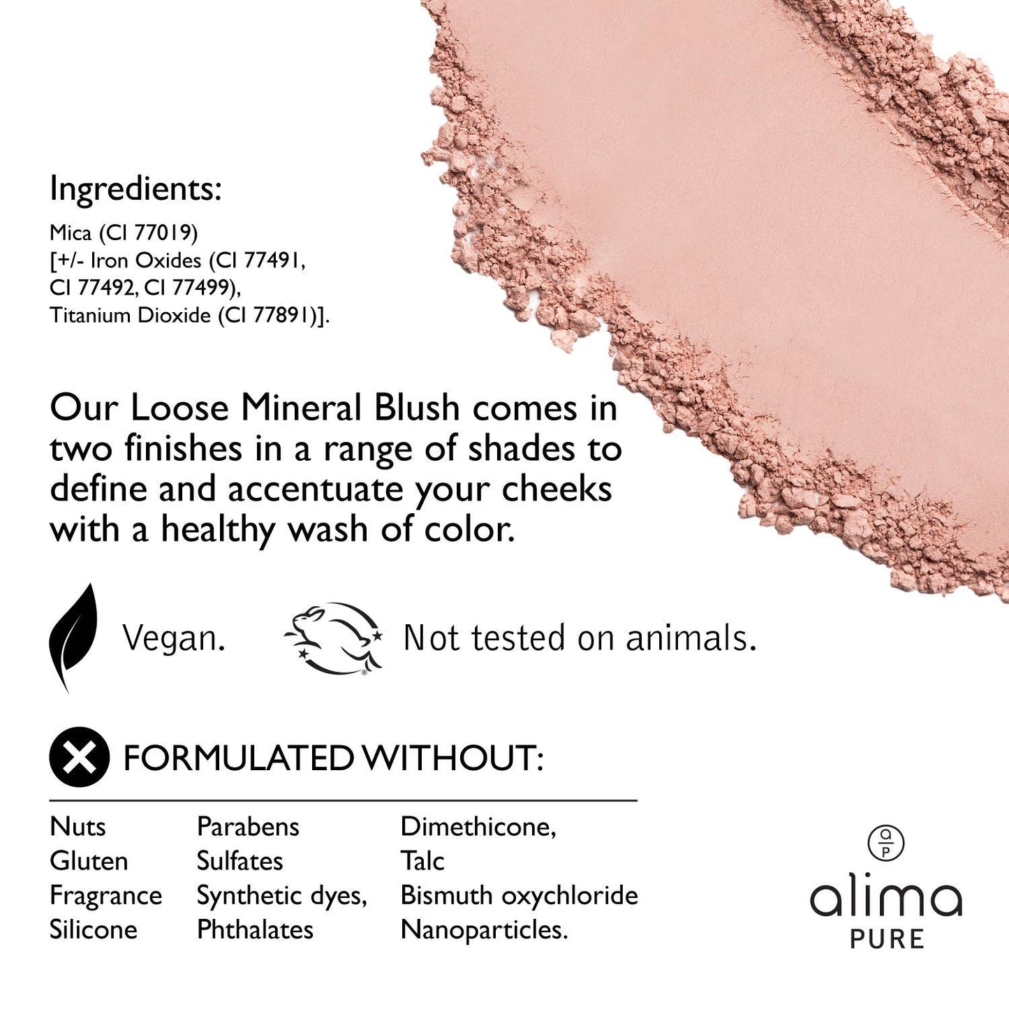 Alima Pure Loose Mineral Blush, Powder Blush Makeup, Cheek Tint Face Blushes with Satin Matte Finish, Pink Blush Makeup, Talc Free Blush, Natural Blush for cheeks Vegan Blush .15 oz/ 4.5 g