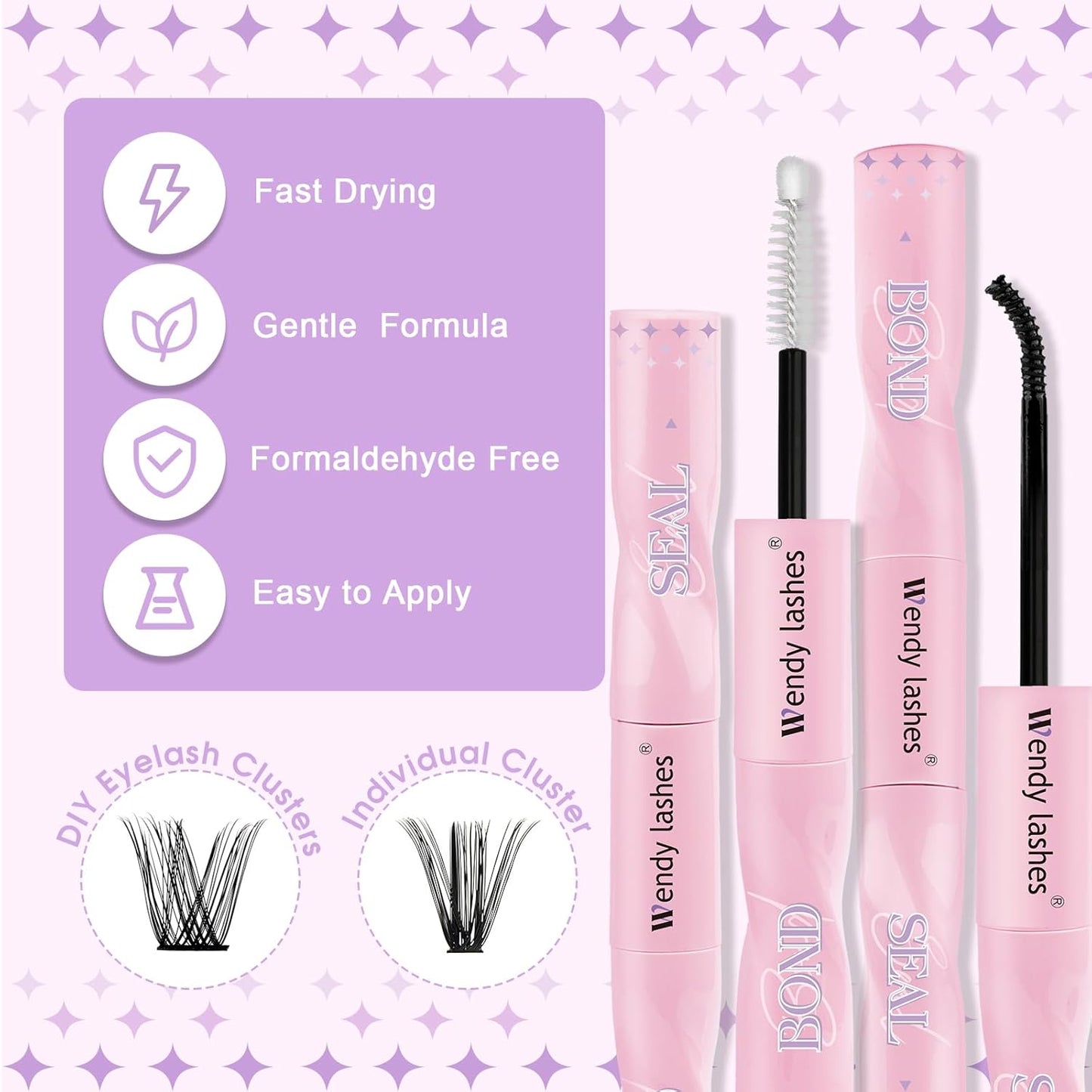 2 in 1 Lash Bond and Seal Kit for DIY Eyelash Extension,Waterproof,Black,Strong Hold Use at home（JS+FS）