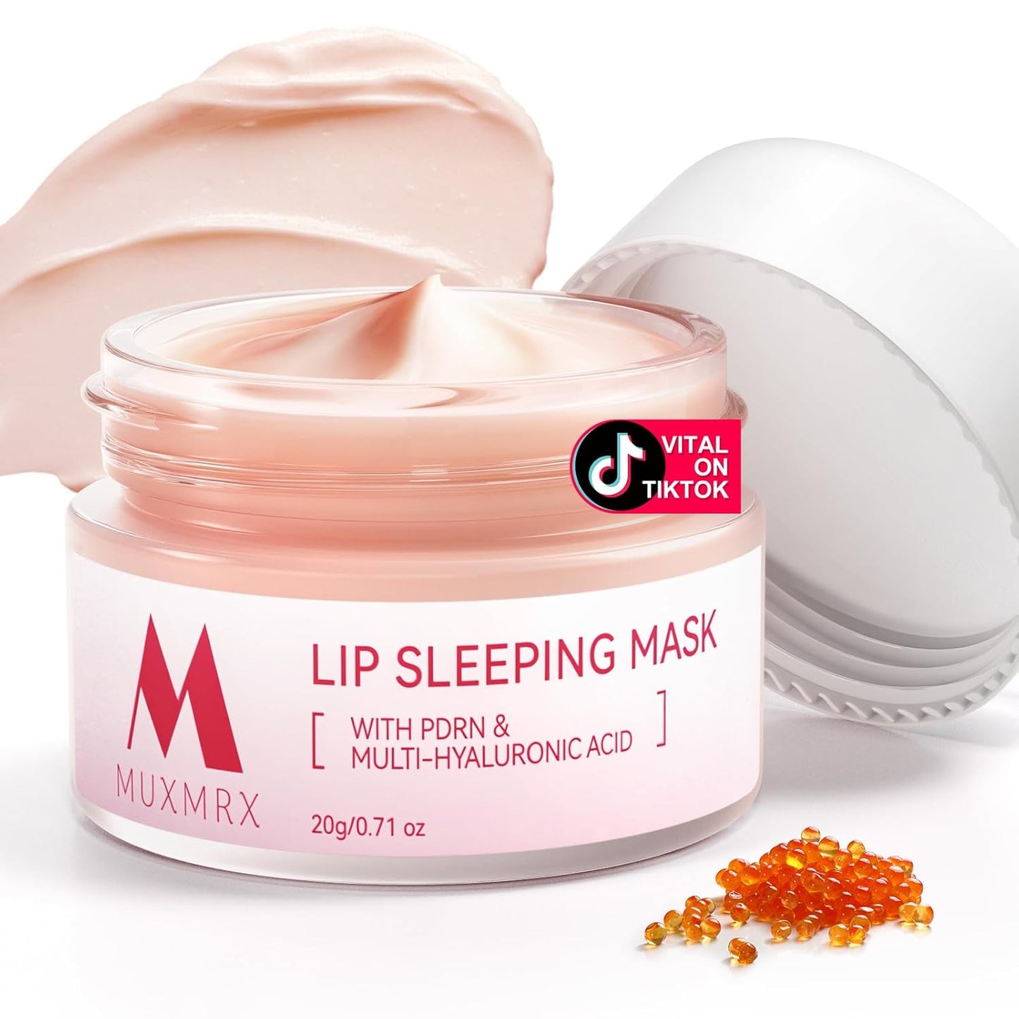 PDRN Lip Sleeping Mask, Salmon PDRN, 3 Hyaluronic Acid, Coconut Oil & Antioxidants, Softer Lips, Long-lasting Moisture, Lip Mask Overnight for Exfoliating & Dry Lips, Korean Skincare 0.71oz