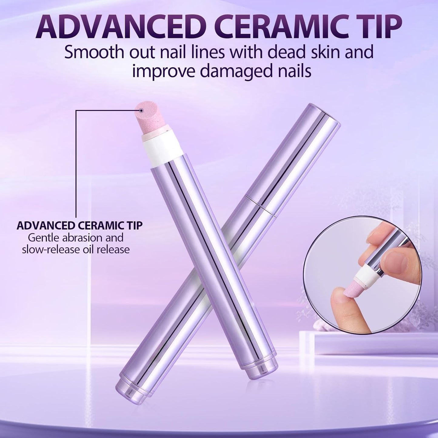 3-in-1 Cuticle Oil Pen for Nails - Nail Care Tool with Ceramic Tip, Moisturize Strengthen Brighten - Cuticle Pusher Oil for Hangnails, Dry & Damaged Nails（3pc）