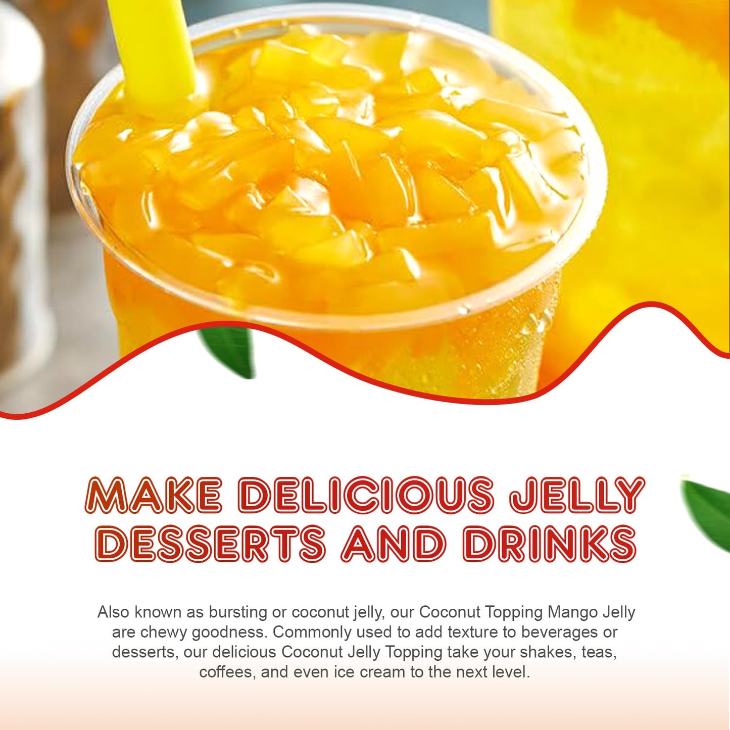 Fanale Coconut Jelly Topping nata de coco for Bubble Tea 8.3 lb | Mango Jelly | for Boba Tea, Smoothies, Slushes, Desserts | 8.3lb | JEL003