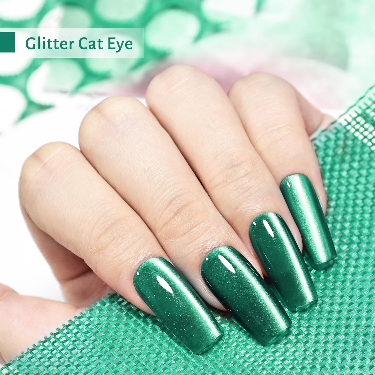 JODSONE 16.5ml Cat Eye Gel Nail Polish Dark Green Single Colors for Holographic Glitter Cat Eye Reflective Translucent Need U V Lamp