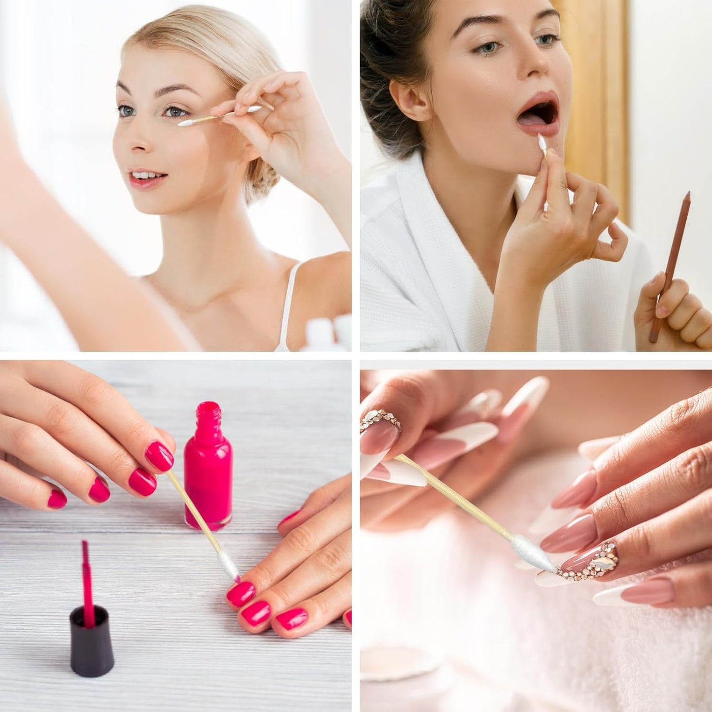 eyxformula 900 Count Pointed Tip Cotton Swabs, Double Precision Tips Cotton Swabs with Sturdy Bamboo Sticks, Soft Pointy Cotton Swabs for Eye Makeup Touch-ups, Correcting Nail Polish Mistakes, Crafts