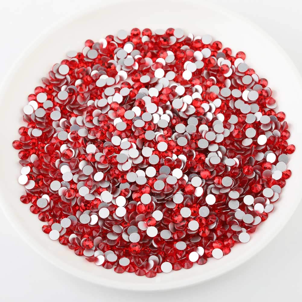 beadsland Flat Back Crystal Rhinestones Round Gems, Light Siam (3.8-4.0mm) SS16/1440pcs