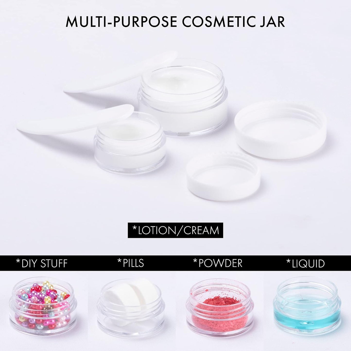 40Pcs 10 Gram Plastic Cosmetic Containers with Lids for Lotion, Creams, Toners, Lip Balms, Makeup Samples Jars BPA free (10g-40pcs, white)