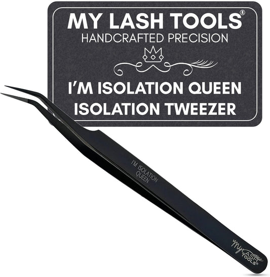 Isolation Tweezer Black Fiber Tip Lash Tweezer 12cm – Precision Stainless Steel Eyelash Extension Tool, Anti-Slip, Fine Tip for Lash Separation & Placement, Lash Artist Supplies