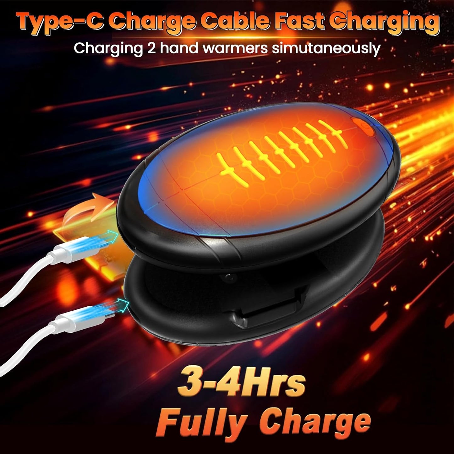 Hand Warmers Rechargeable, 2 Pack Temperature Electric Heater Football Shape Hand Warmer, Quick Charge Portable Hand Warmer Gift for Christmas Outdoors, Hunting, Golf, Camping