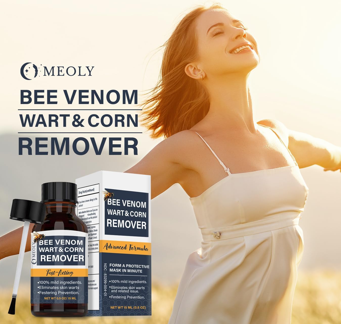 Bee Venom Skin Wart Remover: Fast-Acting 20% salicylic Acid Skin Wart Remover for Plantar Wart, Genital Wart