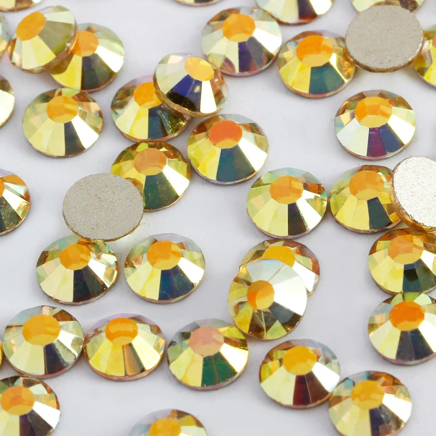 2000 PCS SS12 Flatback Rhinestones,12-Facet Diamond-Cut Glass Gems for Nail Art,Clothing,DIY Crafts,Glue-On Decoration Stones with Silver Backing,Metal Sunlight