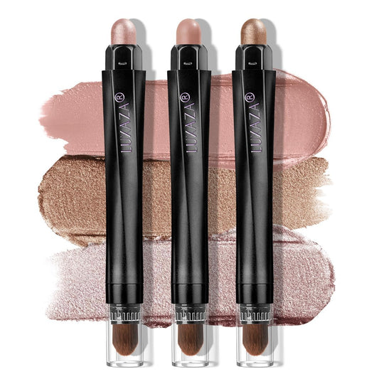 Classic 3PCS Neutral Eyeshadow Stick Makeup Set, Metallic Shimmer Matte Cream Eye Shadow Eyeliner Brightener Pencil Crayon - Rosewood Bloom