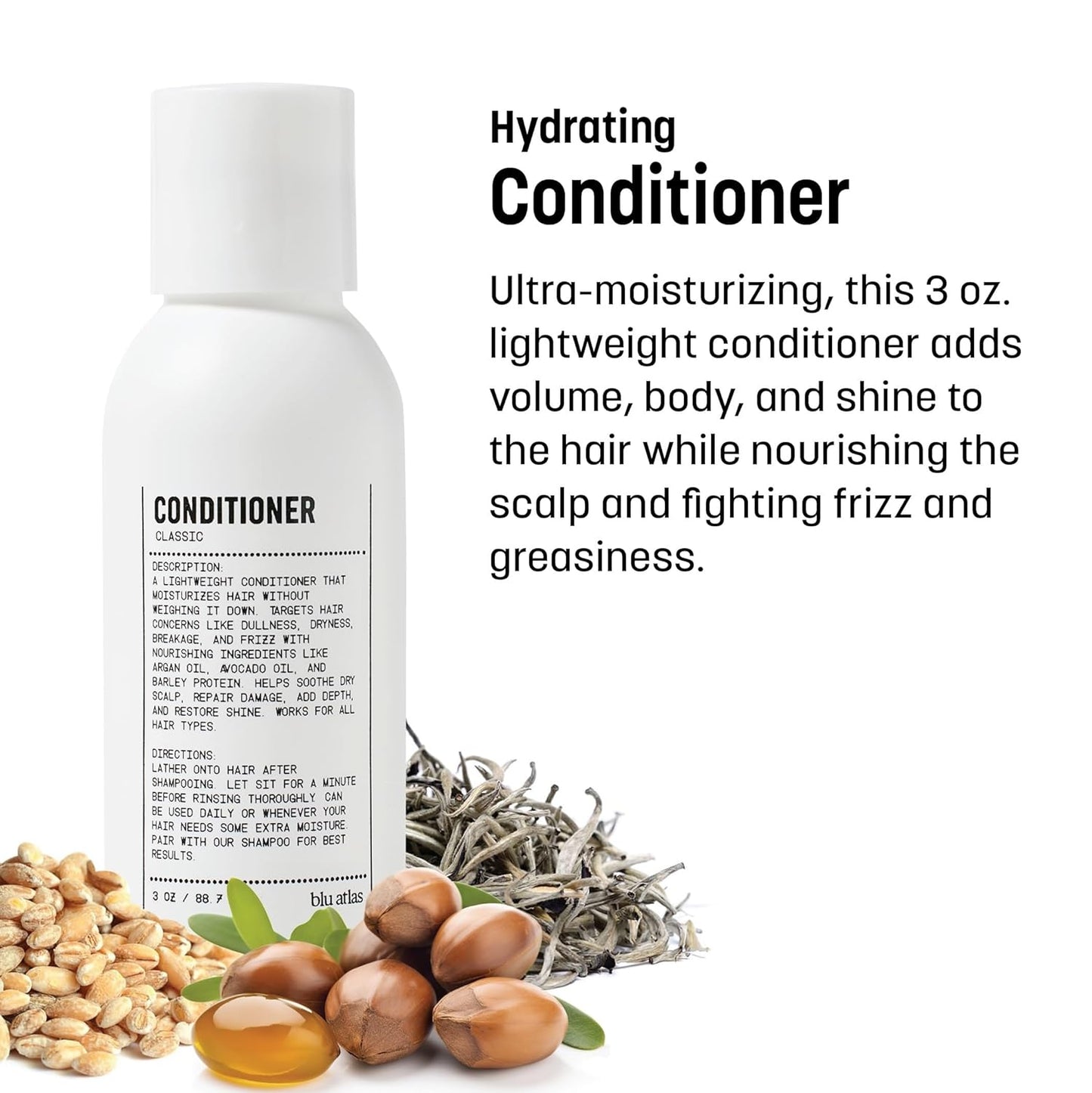 Blu Atlas Travel Size Shampoo & Conditioner Set for Men – TSA Approved, 3 oz Each – Natural, Sulfate-Free, Paraben-Free – Clean Ingredients – Classic Scent – Made in America