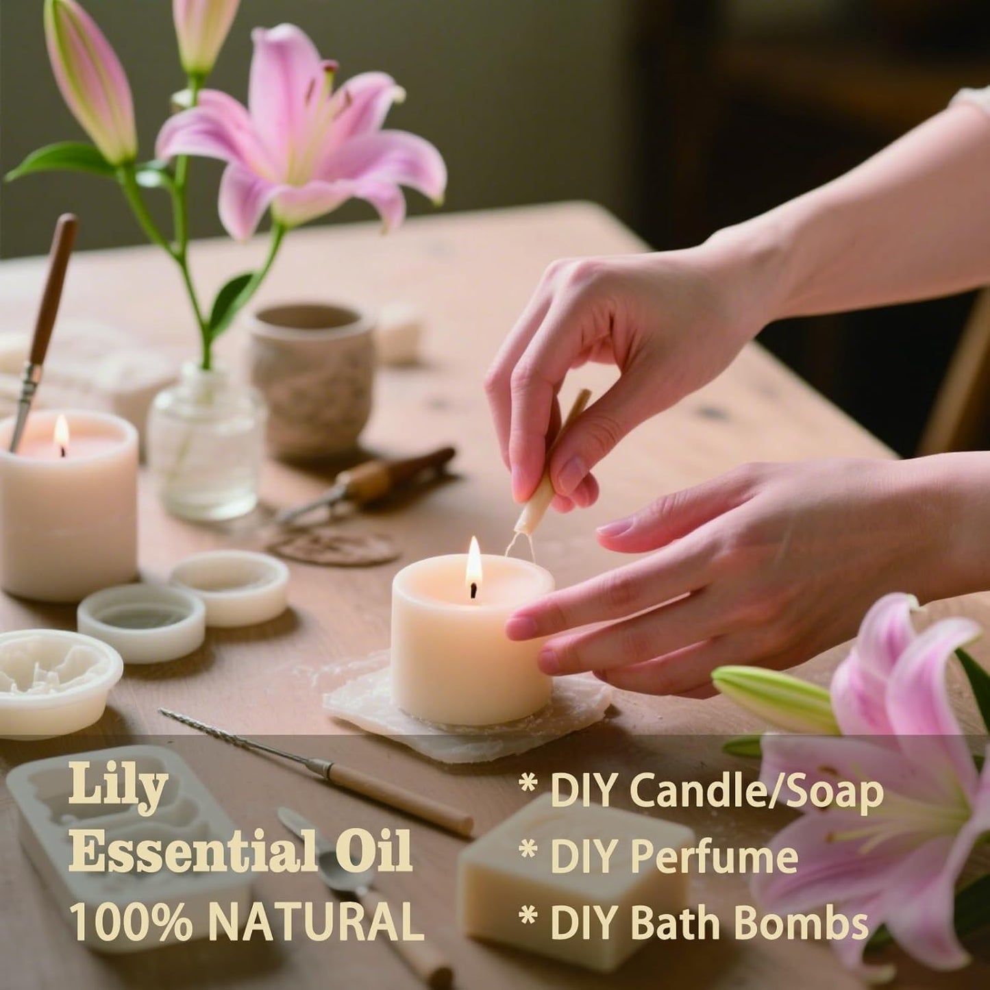 Lily Fragrance Oil-Lily Essential Oil 4.33oz (130ml)-100% Pure Natural Scent for Diffusers, Candles, Soap Making & Aromatherapy-Relaxing Home & Gift Essential Oil for Bath, Massage
