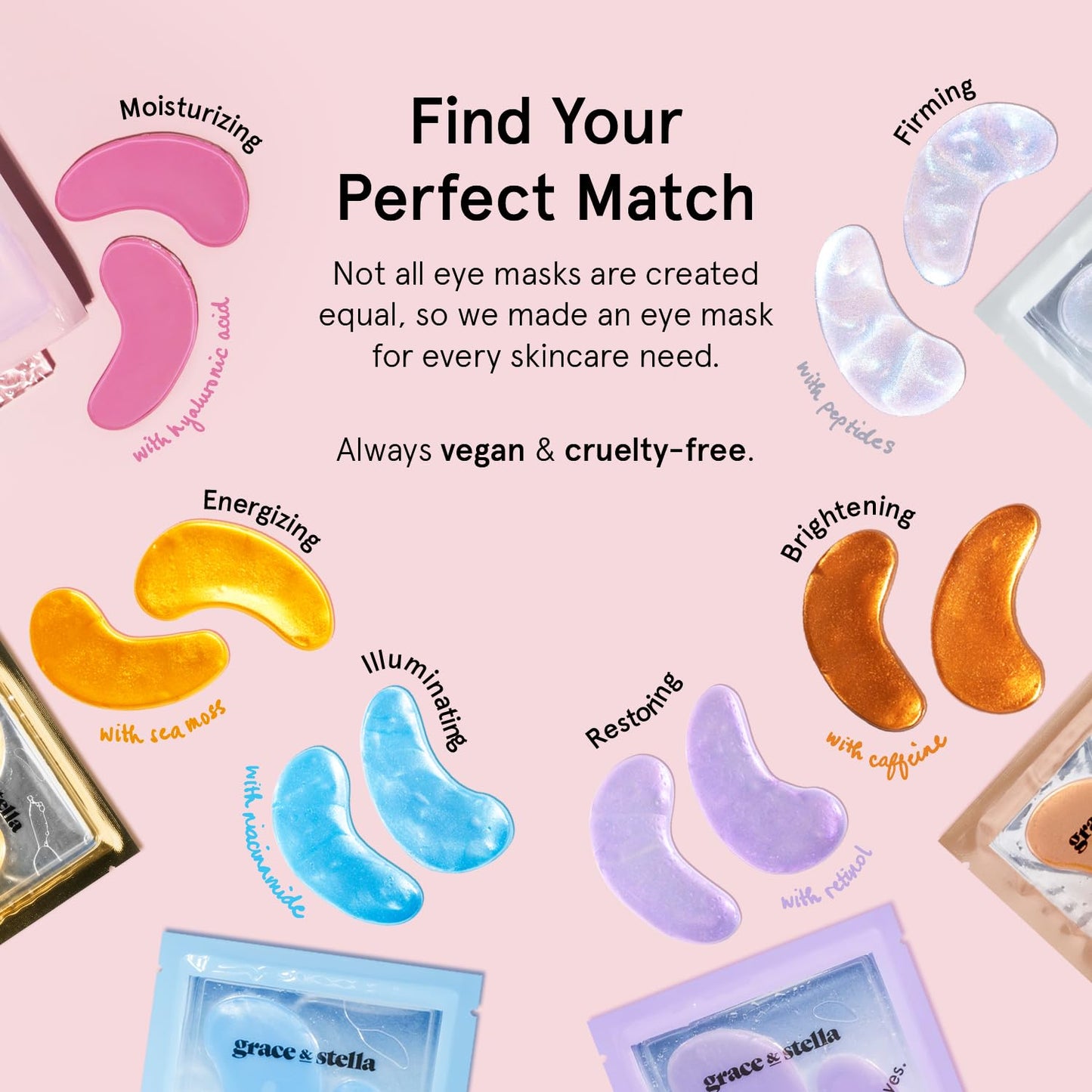 grace & stella Award Winning Under Eye Mask - Reduce Dark Circles, Puffy Eyes, Undereye Bags, Wrinkles - Gel Under Eye Patches - Gifts for Mom - Vegan Cruelty-Free Self Care (Pink, 6 Pairs)