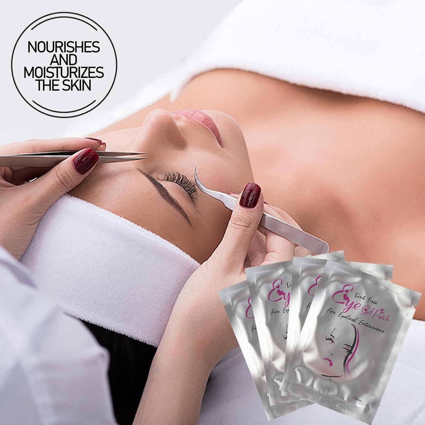 50Pairs Eyelash Extension Gel Patches Kit Natural Hydrogel, Lash Gel Pads for Beauty Makeup Mask Kit Supplies Eye Mask Pads Beauty Tools (Silver-Women)