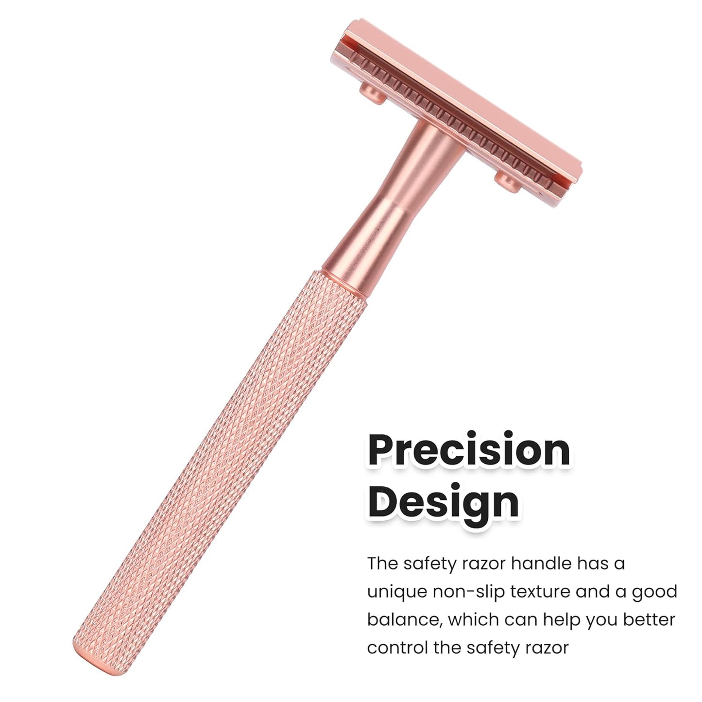 Single Blade Razor For Women With 10 Premium Stainless Steel Reusable Safety Razor Blade, Woman One Blade Razor, Rose Gold