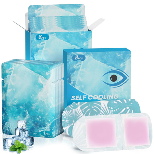 Hydrogel Self Cooling Eye Mask,Cold Eye Mask for Puffy & Burning Eyes,Cold Compress for Fast Relief with Fatigue and Headaches, Individually Wrapped Cool Care Travel Essentials,16 Packs