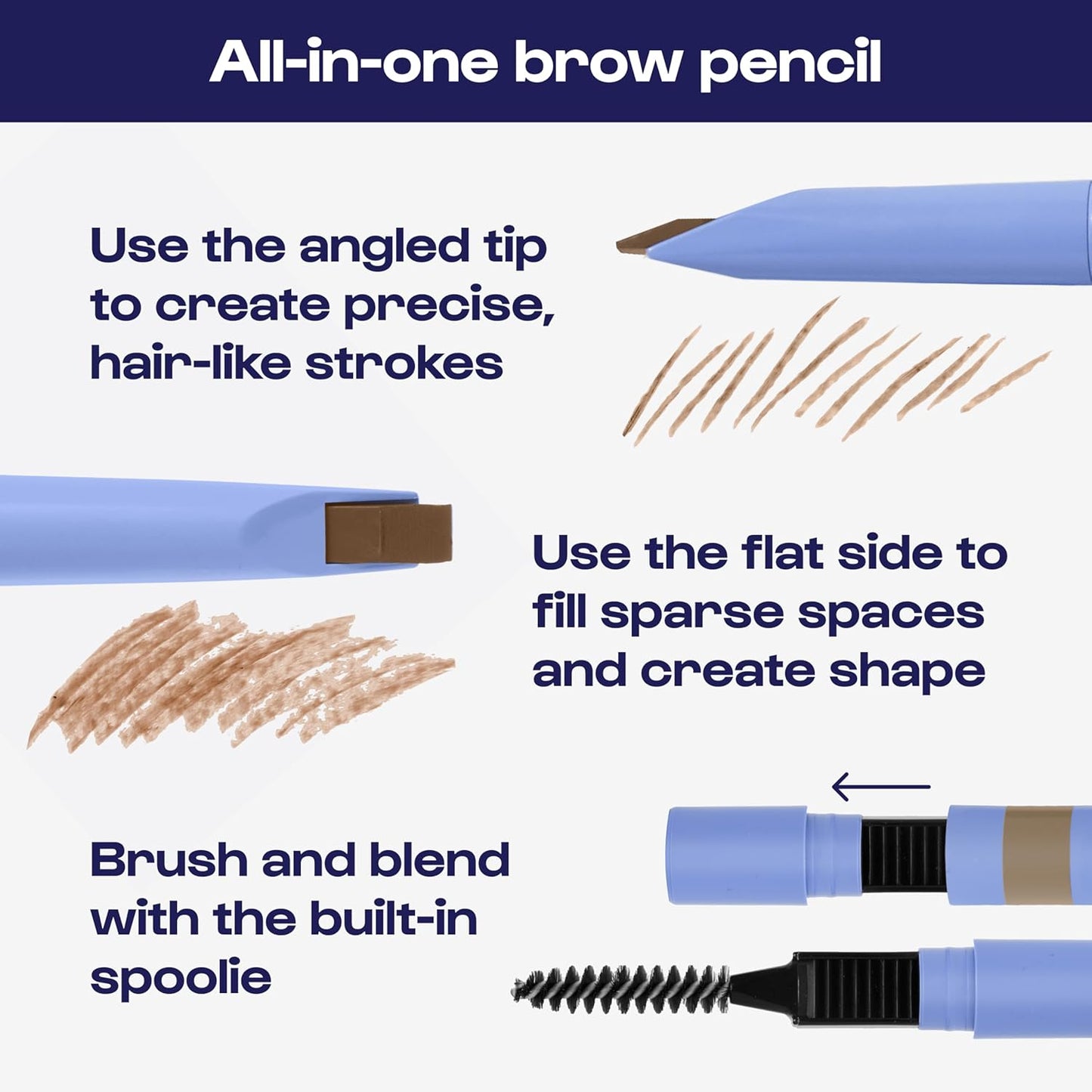 ALLEYOOP Swift Eyebrow All-In-1 Brow Definer with Built-In Sharpener & Spoolie Brush, Water & Smudge Resistant and Eyebrow Pencil for Women, Natural Matte Finish, Vegan, Cruelty-Free (Taupe)