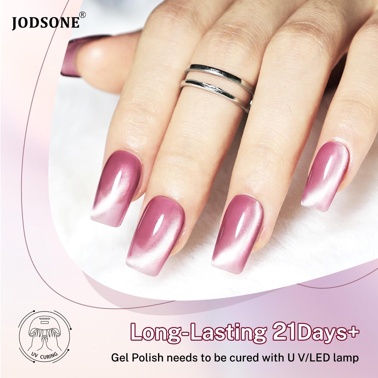 JODSONE 10ml Cat Eye Gel Nail Polish Set Pink Brown Collection 6 Colors for Holographic Glitter Cat Eye with Magnet at Home Salon Design Gift for Girls