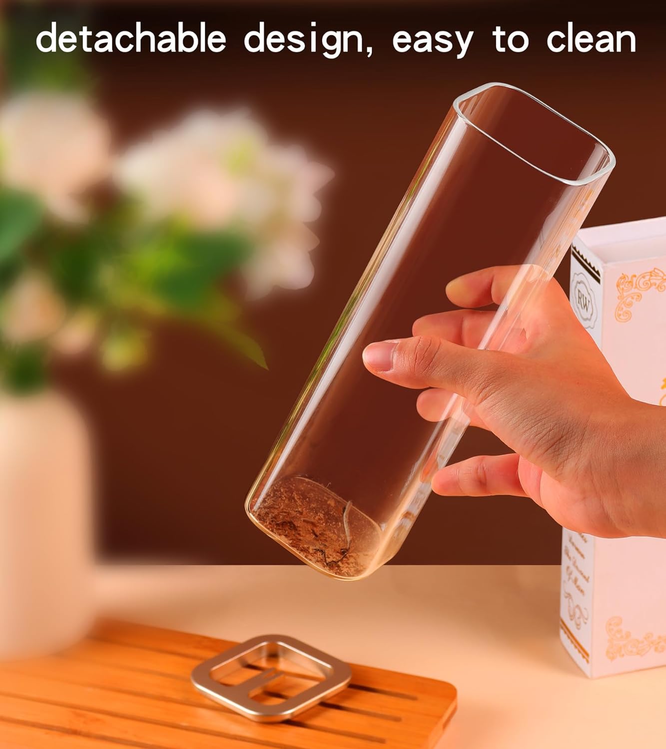 Insence-Stick Holder [Anti-Ash Flying], Modern Incense Burner Holder with Removable Glass Ash Catcher, for Home Decor Yoga Meditation (2 Pack Champagne Gold)