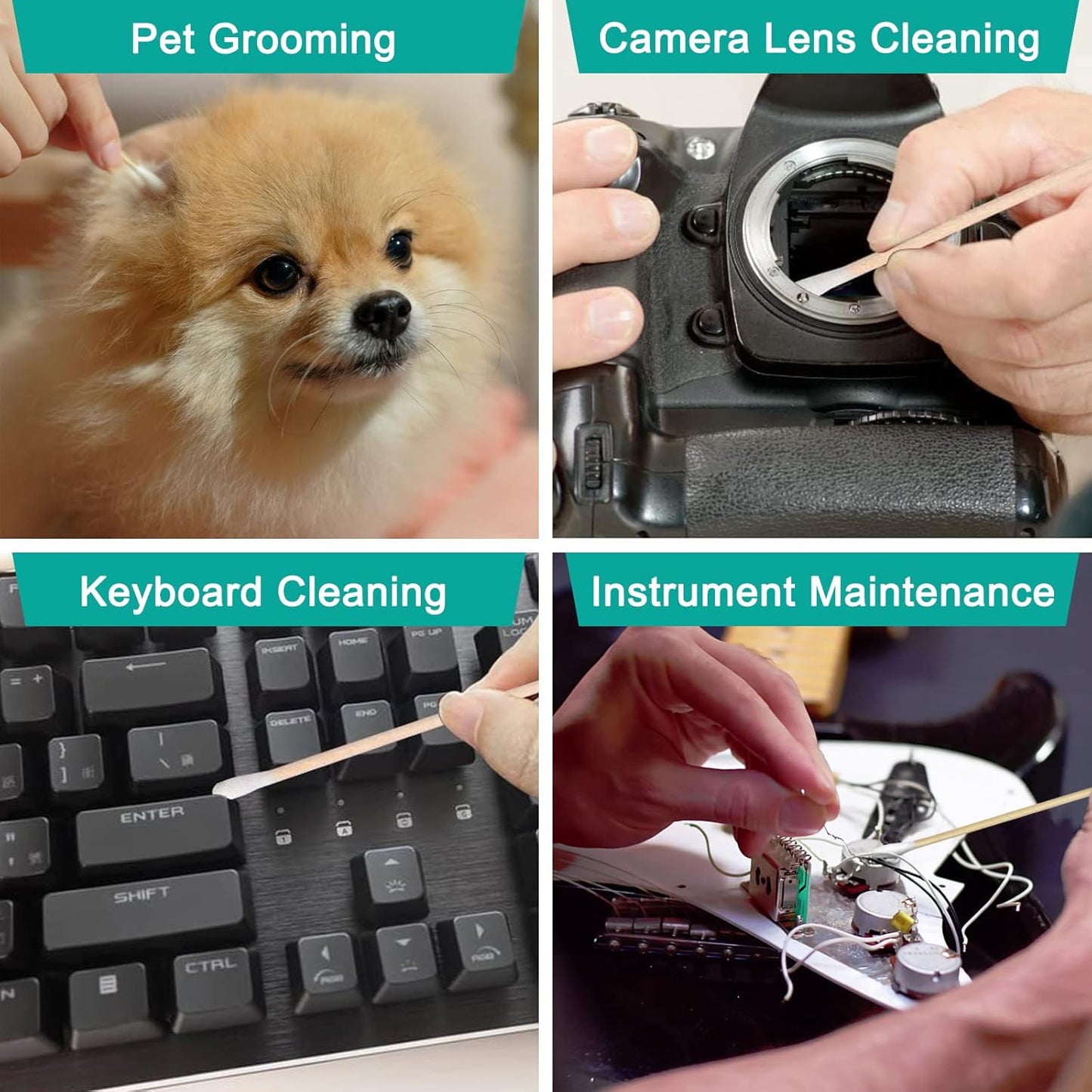 eyxformula 500 Count 6 Inch Long Cotton Swabs with Sturdy Bamboo Sticks - Absorbent & Lint Free Cotton Tipped Applicator for Cleaning Gun, Dog Ear, Electronics, Hard-to-Reach Areas, Makeup, Crafts