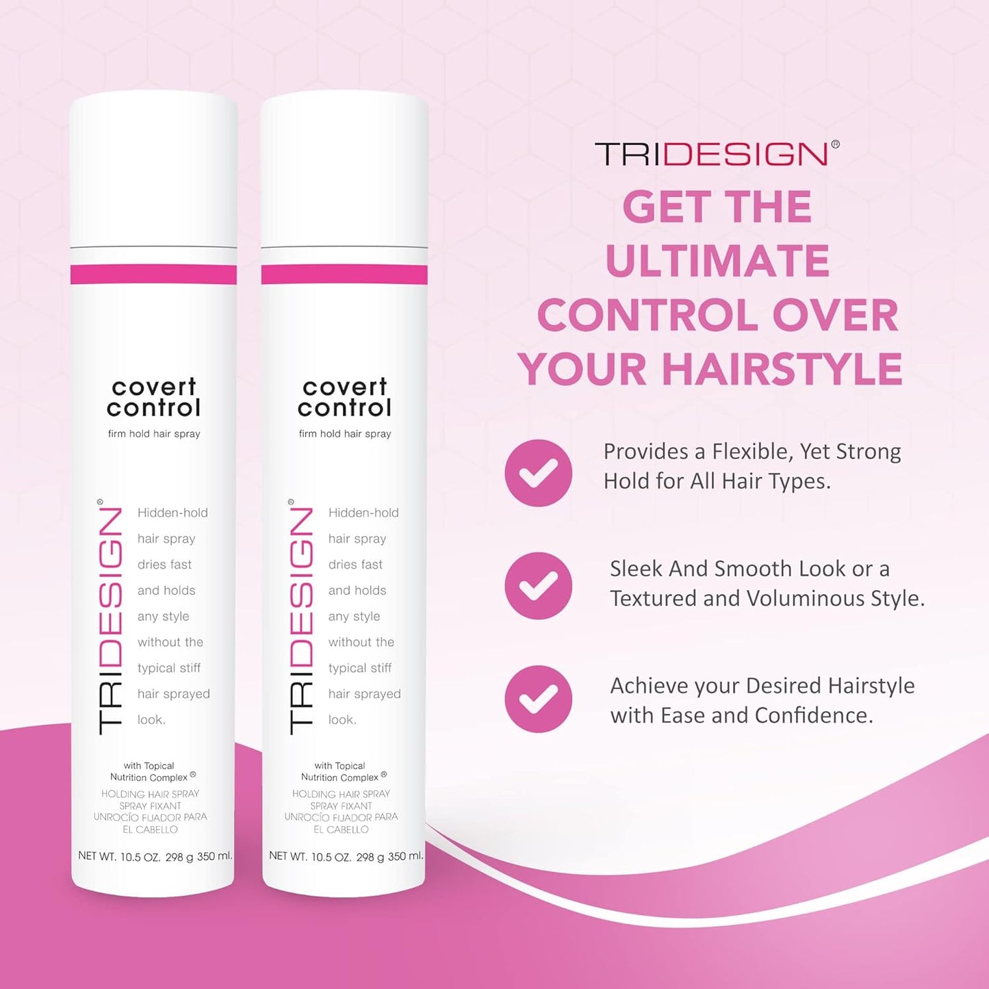 TRI Design Covert Control - Fast-Drying Hairspray for Women & Men, Aerosol Strong Hold Setting Spray, Hair Products, 2 Pack of 10.5 Oz