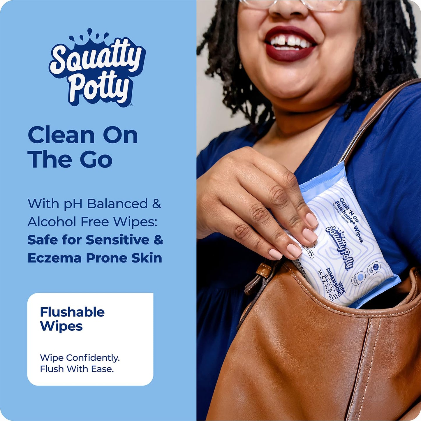Squatty Potty Flushable Wipes - 3 Pack (54 Total Wipes) - 99% Water & Plant-Based - Green Tea, Cucumber & Aloe Spa Scent - pH Balanced - Septic Safe Adult Wet Wipes