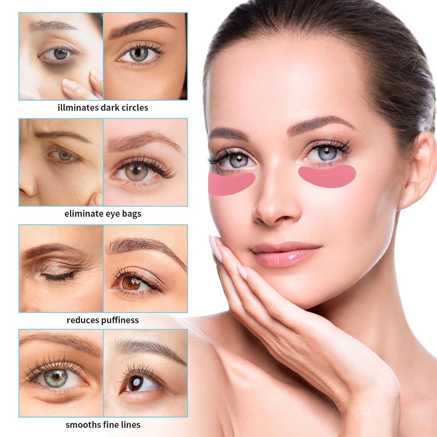 5Pairs Reusable Under Eye Patches,Reusable Eye Gel Pads,Under Eye Patches Reusable with Skincare Effects for Eyes, Reduces Wrinkles and Fine Lines