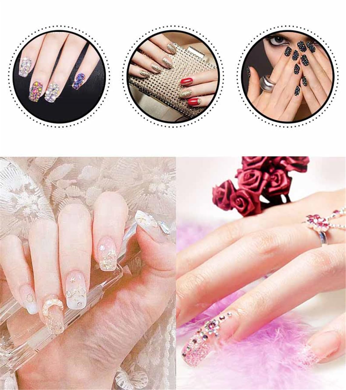 1440 Pcs SS20 5mm Flatback Rhinestones for Nails Art Crafts Glitter Round Shine Gems AB Crystals DIY Clothes Shoes （Dark Pink AB）