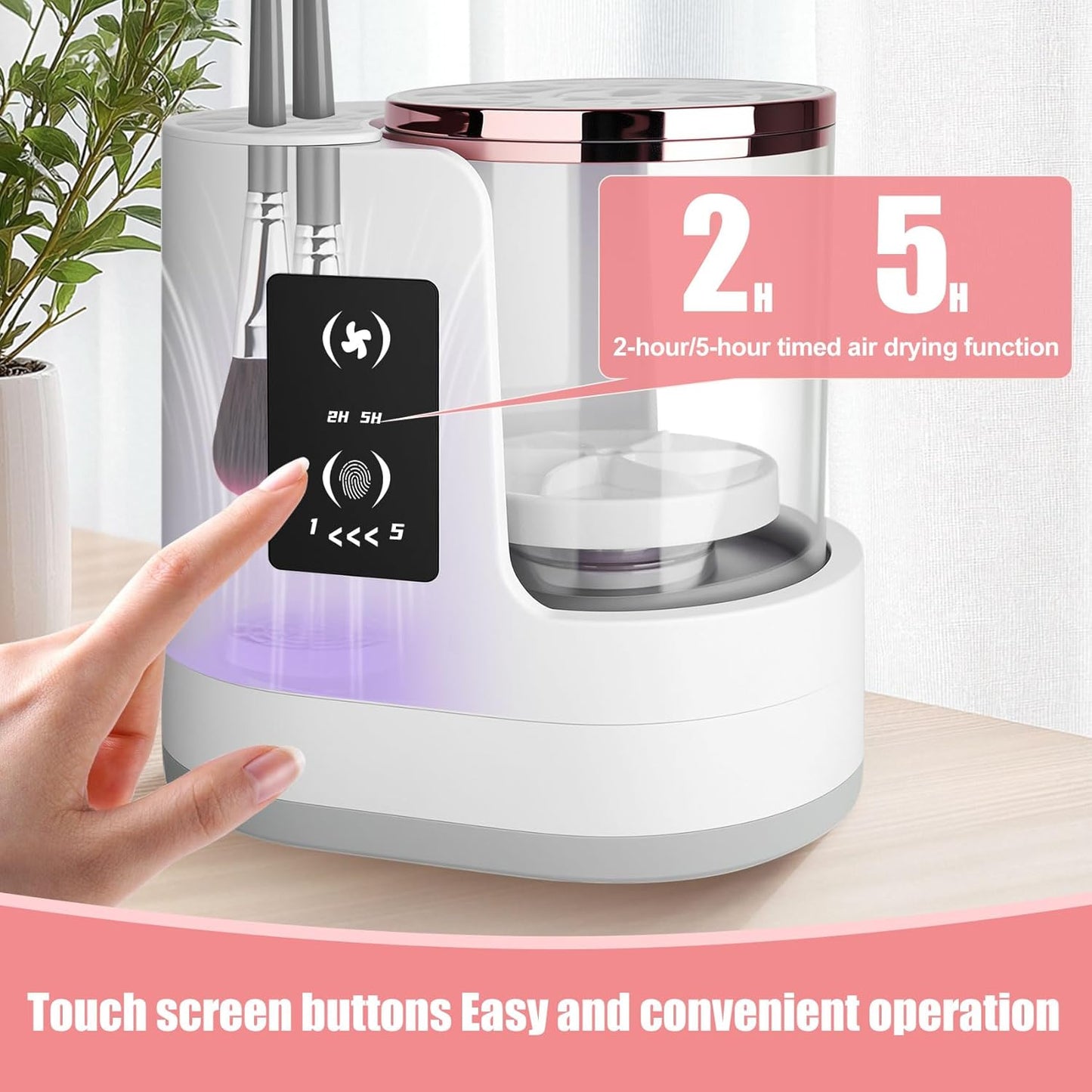 3 IN 1 Electric Makeup Brush Cleaner Machine, With Make up Brush Dryer- USB Makeup Brush Cleaner. Automatic Washer Cosmetic Brushes Cleaner Tool for All Size Beauty Swirl Cosmetic Brush Cleaner (XL)