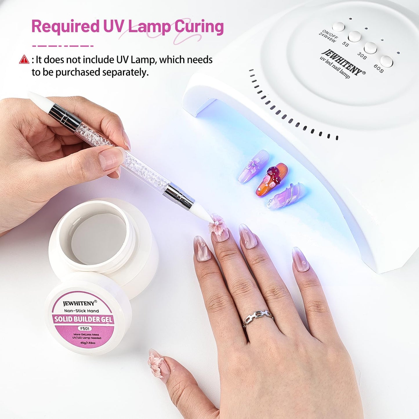 JEWHITENY 45g Large Capacity Clear Solid Builder Gel: Non-sticky 3D Sculpting Gel For Nail Extension, Nails Carving & 3D Molding Nail Art