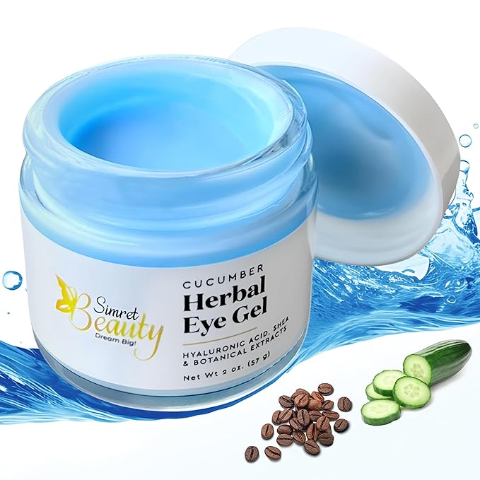 Eye Cream for Dark Circles, Anti-Aging Herbal Eye Gel with Hyaluronic Acid, Caffeine, Coffee, and Shea - Best for Puffiness, Wrinkles, and Fine Lines