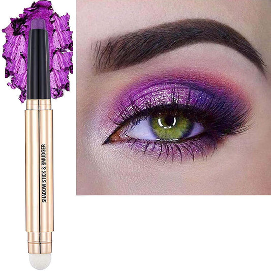 Purple Eyeshadow Stick And Sponge Makeup Brush Cream Shimmer Smooth Shadow Pencil Eyeliner Long Lasting Waterproof Eye Shadow Highlighter Stick Hypoallergenic Multi-Dimensional Eyes Look ( # 08)