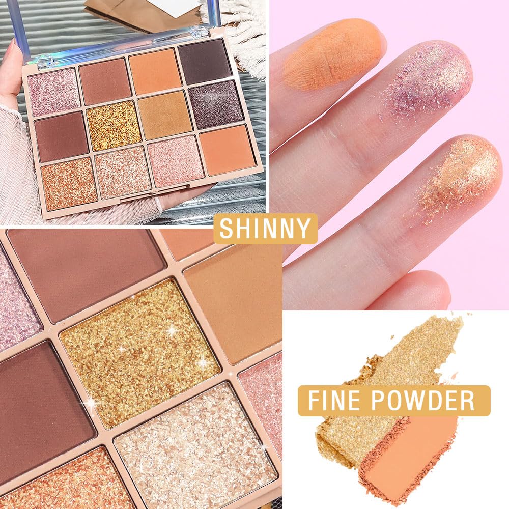 SUAKE Neutral Eye Shadow Palette,Nude Pink Champagne Naked Cream Eyeshadow Palette,Make Up Pallets for Women, Highly Pigmented Long Lasting Naturing-Looking,Blendable,Vegan