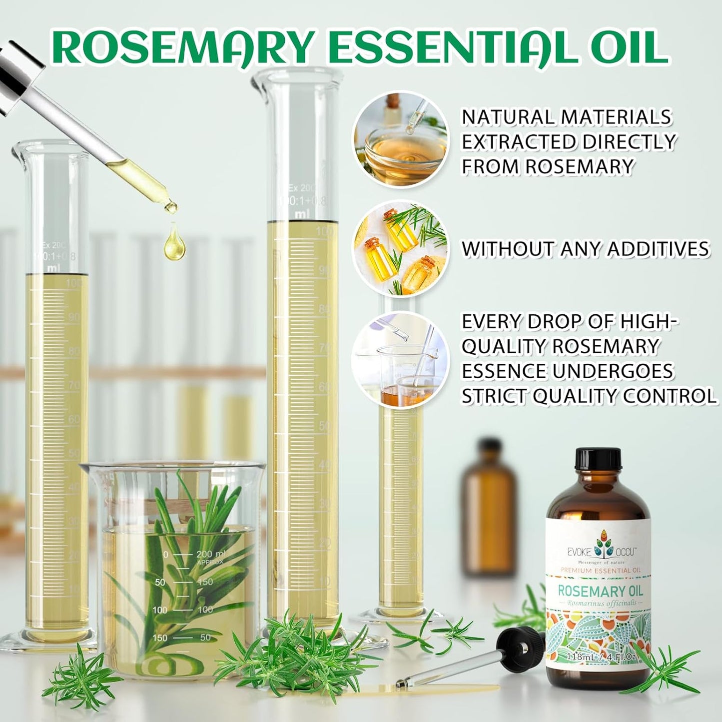 EVOKE OCCU Rosemary Oil for Hair Growth, Nourishing Scalp, Relieving Hair Loss & Reducing Dandruff - 4 Fl Oz