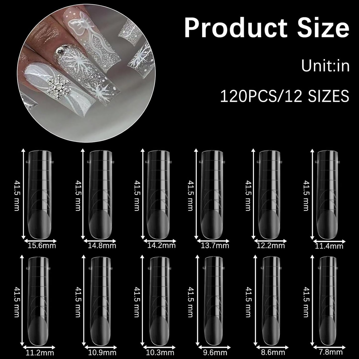 120 Pcs Poly Extension Gel Dual Nail Forms Nail Molds With Scale Builder Coffin Nail for Gel Manicure Nail Art Design Salon DIY at Home (Long Square Head Frosted Dual Nail Forms Set)