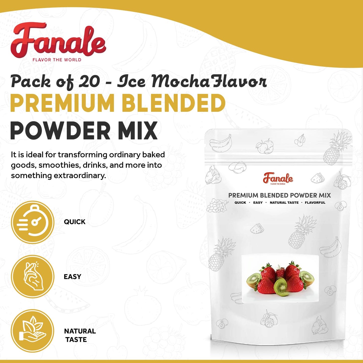 Fanale Premium Ice Mocha Bubble Tea Flavoring Powder | Perfect for Baking, Smoothies, Desserts and Drinks | Instant Flavoring Powder for Boba Milk Tea - 2.2 Pounds (Pack of 1)