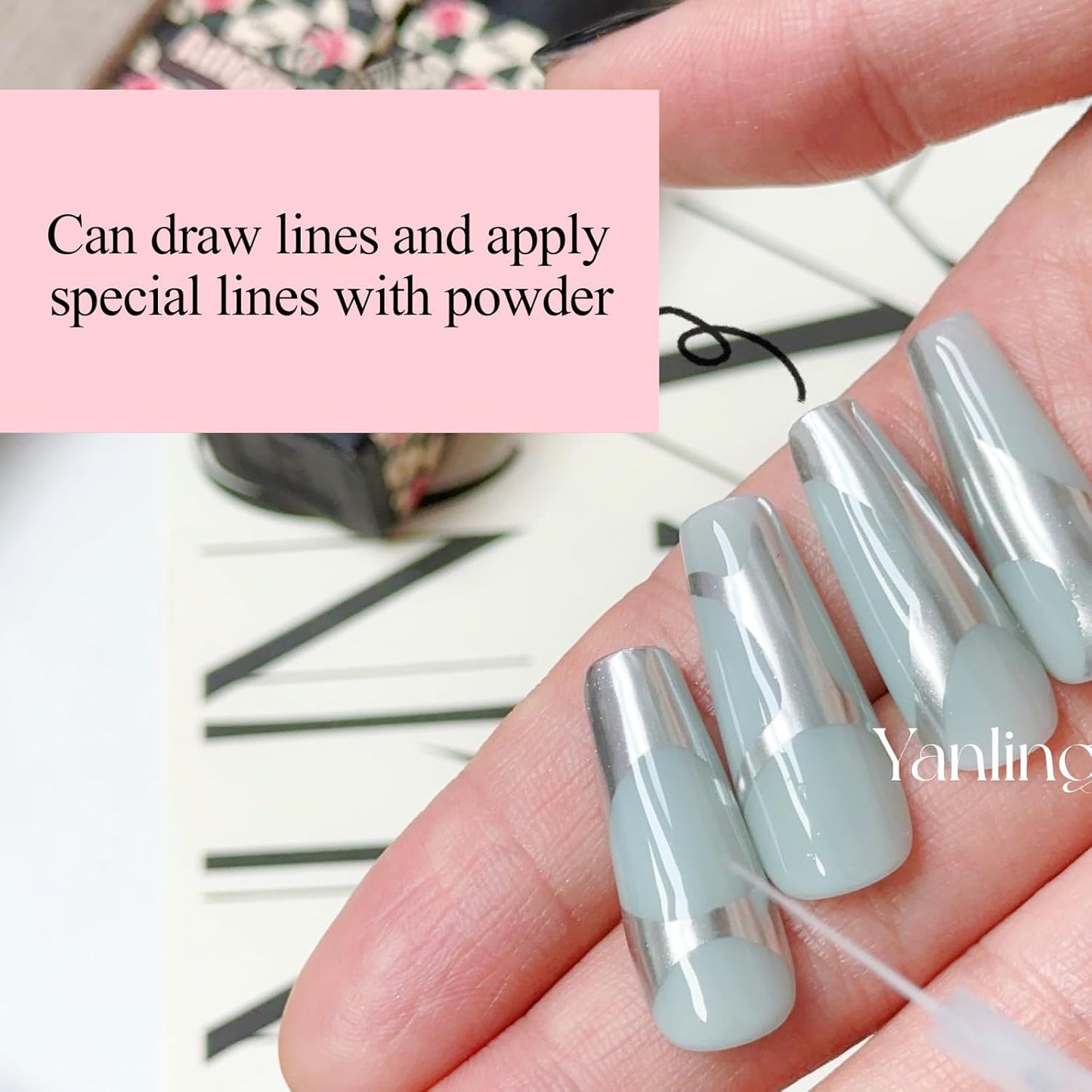 ADHERE Top Coat Gel Nail Polish Liner, No Wipe Edge Sealing Top Coat with Built in Precision Liner Nail Art Brush,Clear UV Gel Polish, Long-lasting for Chrome Nail Powder and Nail Art Design