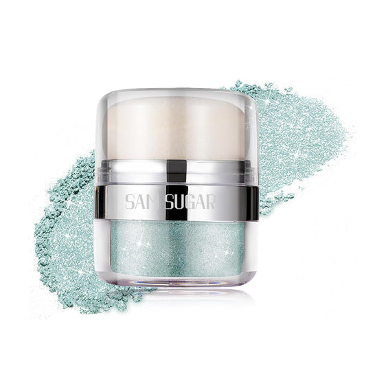 Glitter Body Highlighter Powder Body Shimmer Sparkle Face Brightening Highlighter Powder for Face Eyes Body Glow Makeup With sponge head（05#）