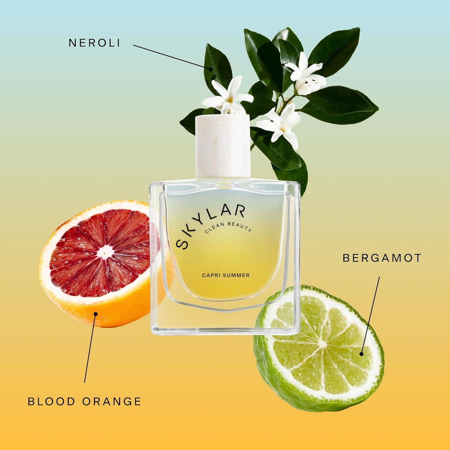 Skylar Capri Summer Eau de Parfum - Hypoallergenic & Clean Perfume for Women & Men, Vegan & Safe for Sensitive Skin - Fruity Citrus Perfume, Bergamot, Neroli & Blood Orange - 50mL /1.7 Fl oz