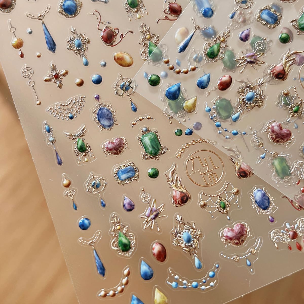 Jewels Nail Stickers for Nail Art 3D Necklace Pendant Jewels Gems Shaped Nail Decals Luxury Stickers for Nails Designs Self Adhesive Nail Art Supplies & Decorations for Women 1 Sheet