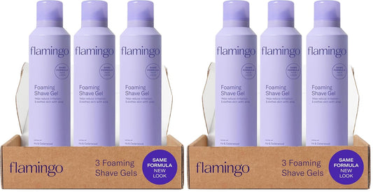 FLAMINGO Women's Foaming Shaving Gel with Aloe Vera, 6.7oz - 3ct (Pack of 2)