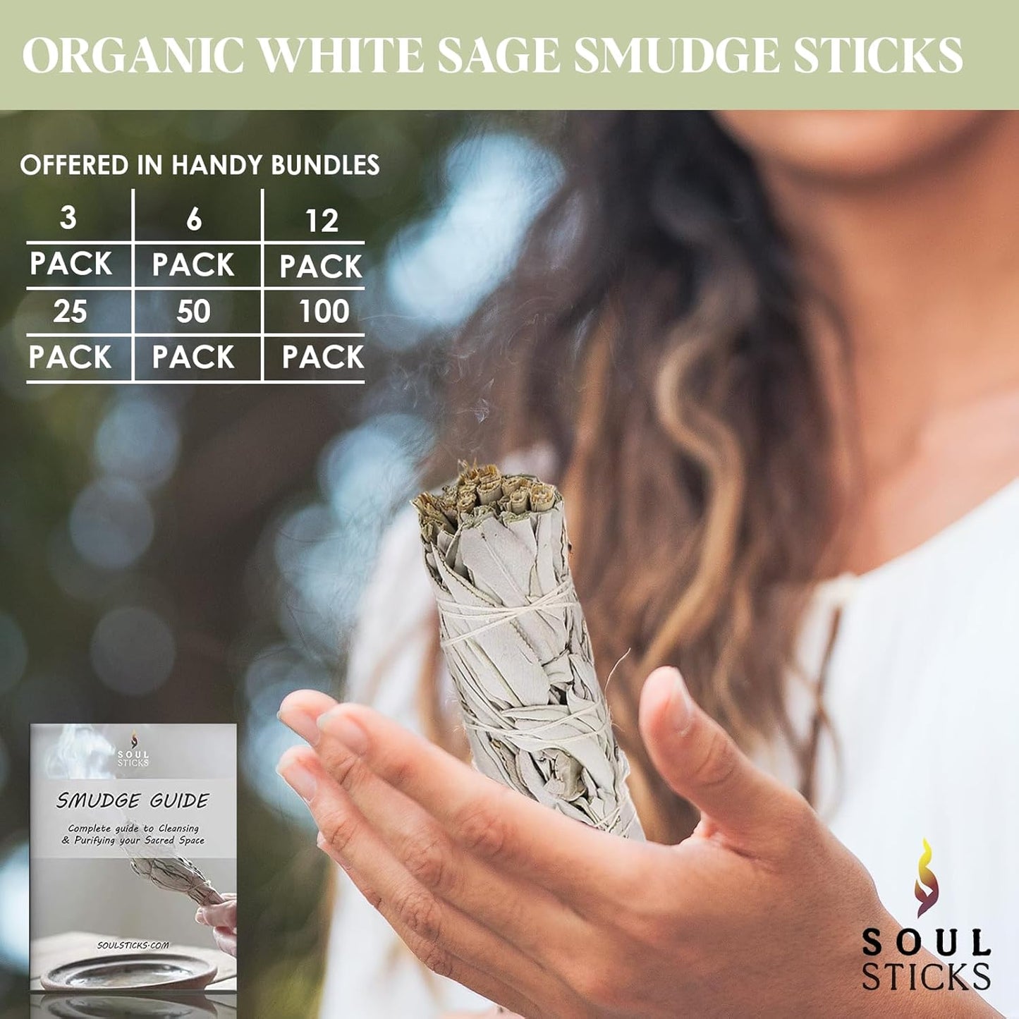 SOUL STICKS 6 Inch 12-Pack Organic California White Sage Smudge Sticks Bulk for Home Cleansing, Negative Energy Removal, Good Energy Meditation & Smudging Rituals | Pure Sage Bundles